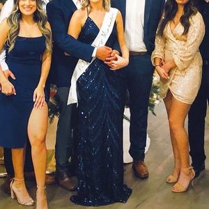 Aubrie Formal Sequin Scroll Dress